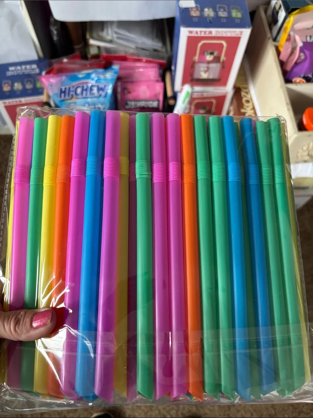 ALink 100pk Bright Multicolor Flexible Boba Straws - Assorted Colors